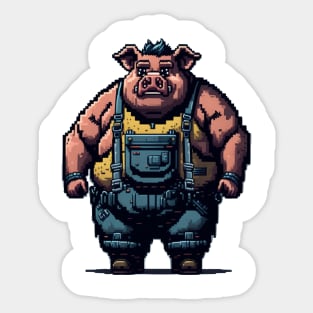 8-Bit Pig Video Game Character Sticker